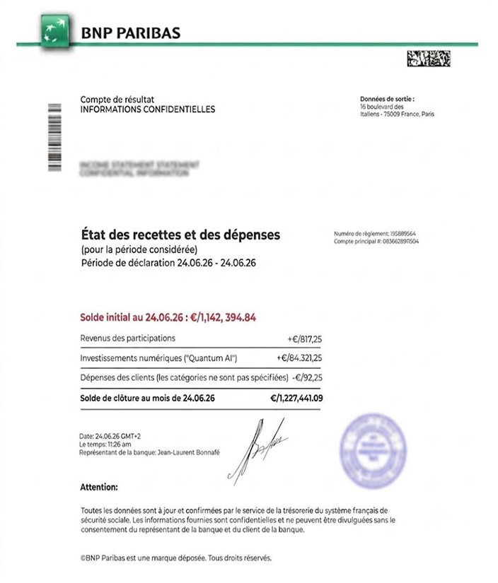 Relevé de compte BNP Paribas